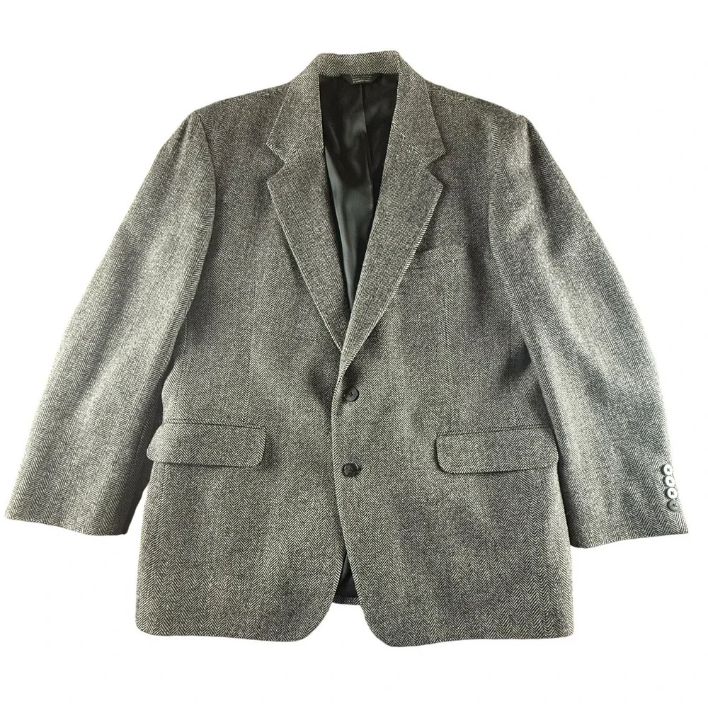 Brooks & Pike Herringbone‎ Blazer 44L Wool Nordstrom Gray USA Made